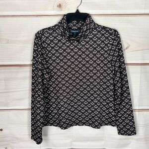 ModCloth Top Womens Large Purple Glitter Geometric Turtleneck Knit Long Sleeve